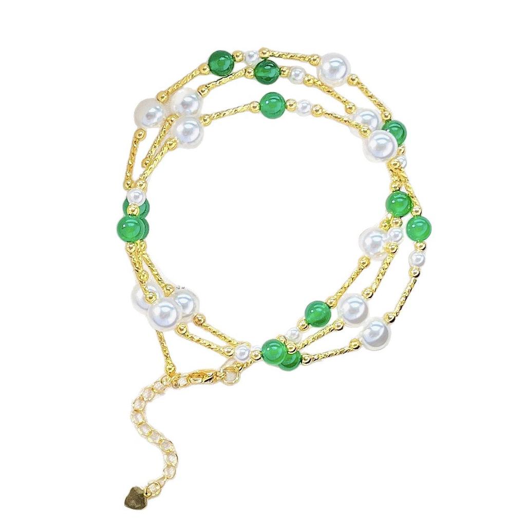 Vintage High Quality Strong Light Artificial Crystal Natural Chalcedony Necklace Collarbone Chain Sweater Chain