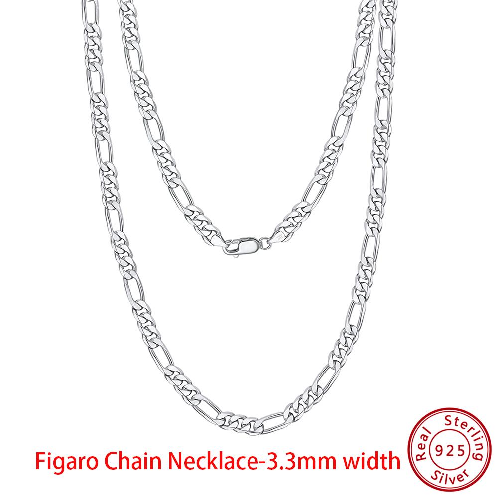 EFFIE QUEEN Real 925 Sterling Silver Diamond Cut Twist Rope Figaro Cuban Snake Bead Box Link Chain Necklace DIY Fine Jewelry SC