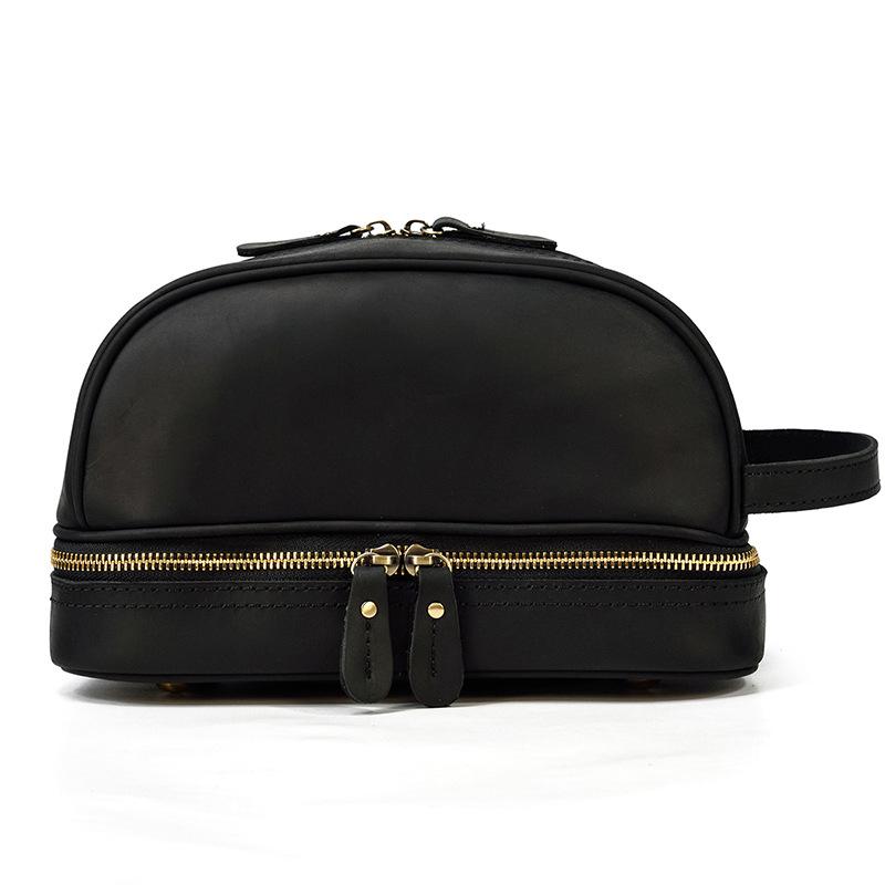 Vintage Leather Travel Storage Bag Men'S Mad Horse Leather Toilet Bag Women'S Cowhide Storage Cosmetic Bag