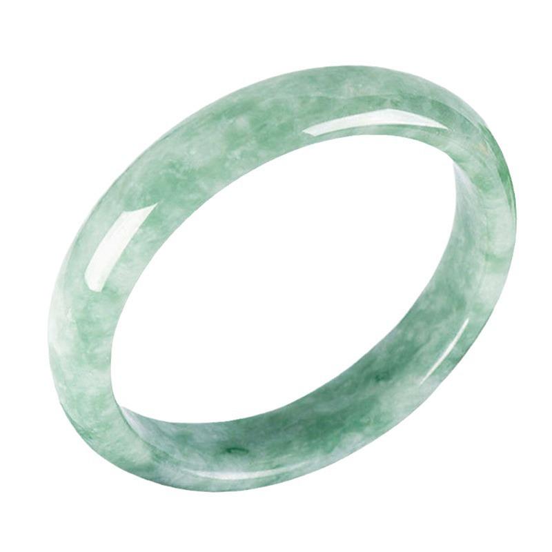 Jadeite A Grade Pale Green Guizhou Jade Bangle with Floating Flowers