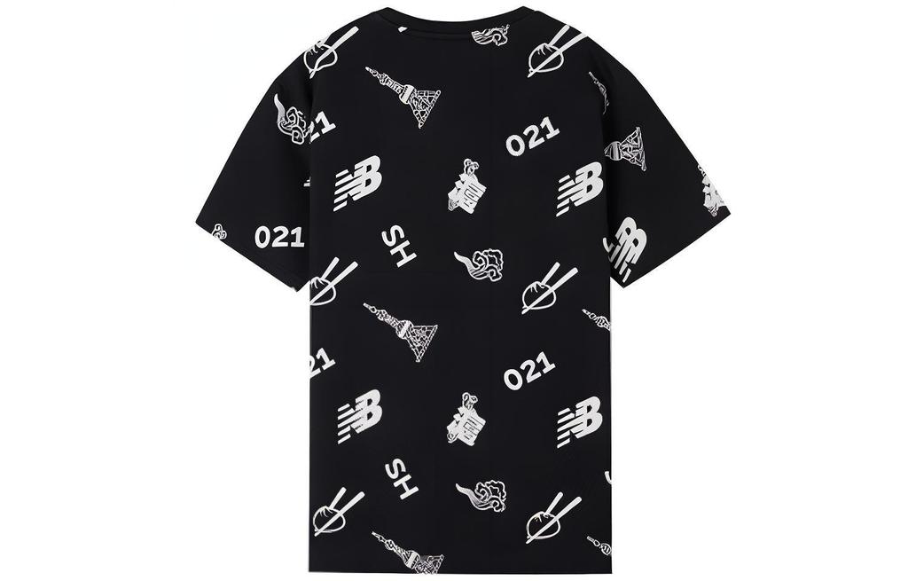 New Balance T Shirts Unisex Black Crew Neck Moderate Straight Fit AMT02372-BK