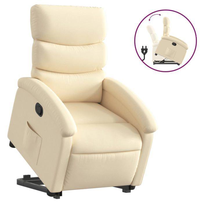 VidaXL Recliner Cream Fabric, Reclining Chair, Recliner for the Elderly, Lift Chair 3203987