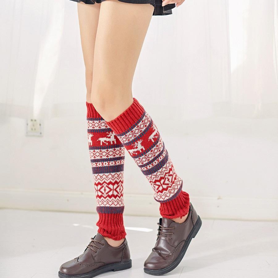 Красные рождественские гетры с оленями и объемные носки «Год Крысы» для осени/зимы One Size