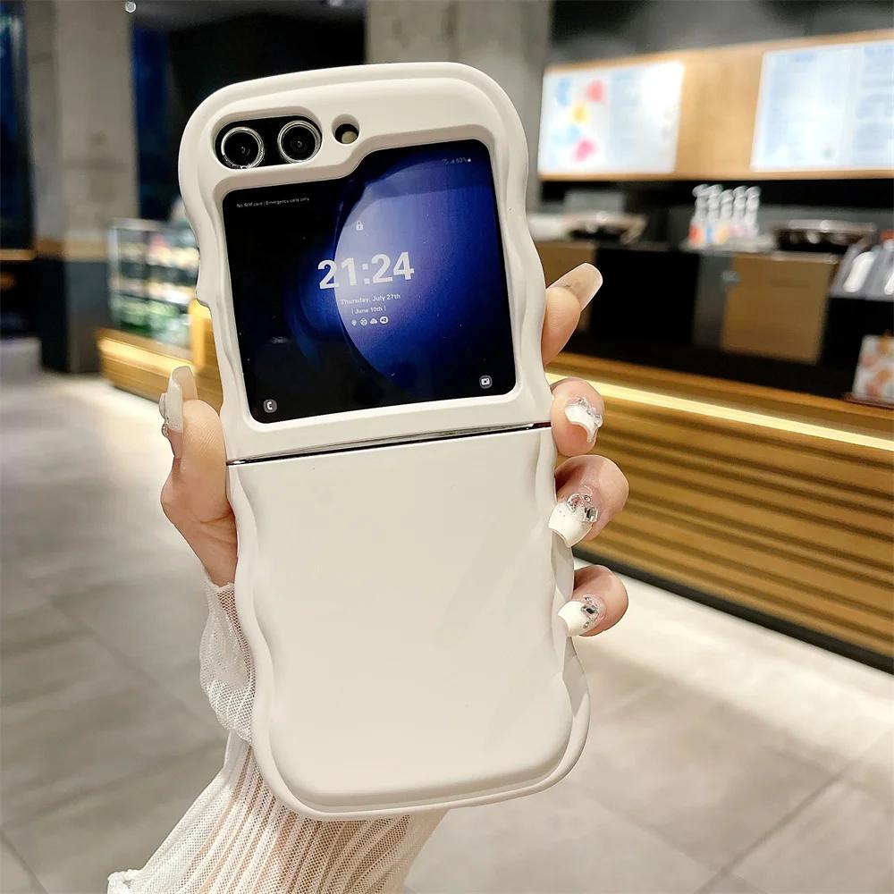 Fashion Matte Wave Edge Silicone Phone Case for Samsung Galaxy Z Flip 6 Z Flip5 Z Flip4 Z flip3 Shockproof Soft Cover