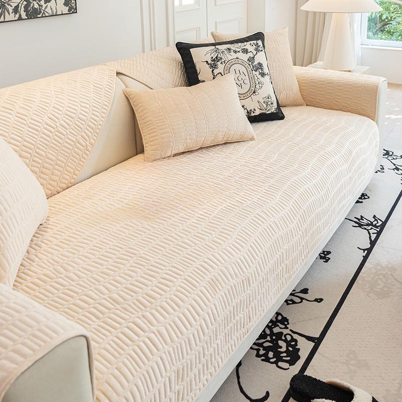 Nordic Solid Color Sofa Cushion Four Seasons Universal Sofa Cushion Simple Crystal Velvet Non-Slip Sofa Cover Cover Towel