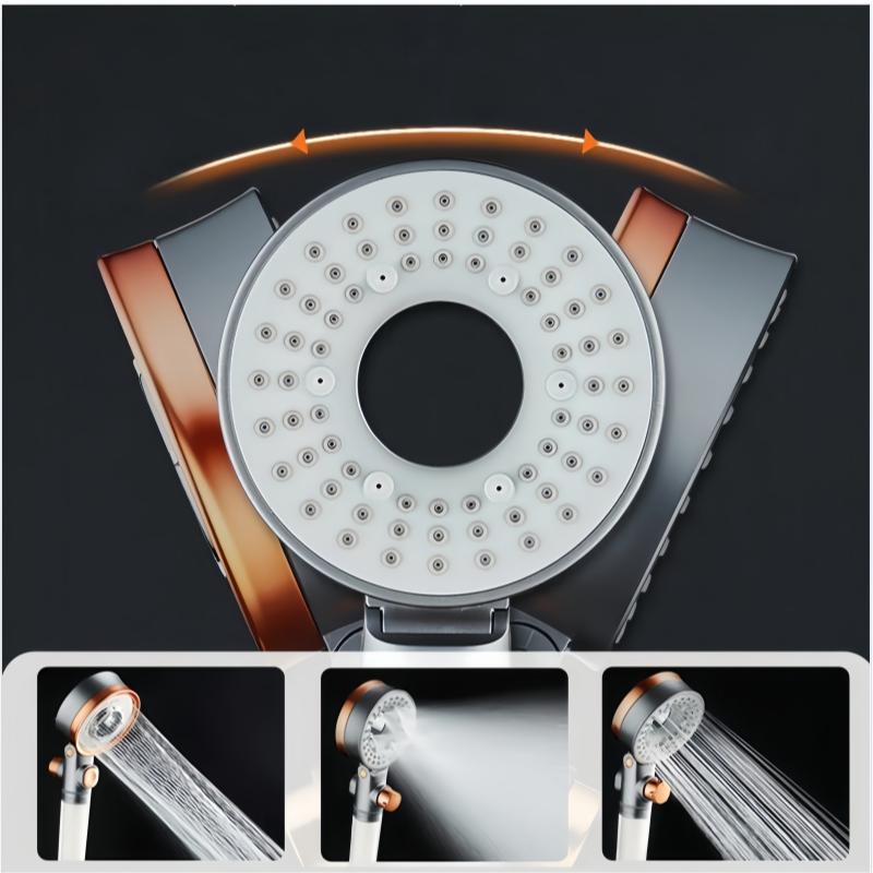 Handheld Double-sided Unique Shower Head Bathroom 3 Kinds of Spray Water-saving Filter Round Rainfall Adjustable Nozzle Shower