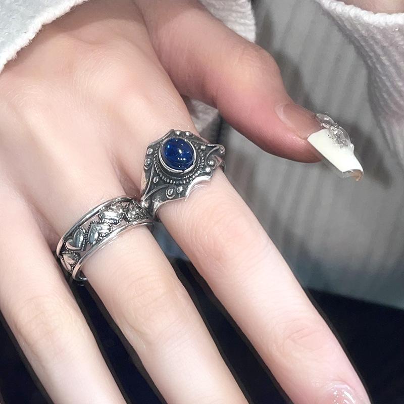 Nepalese Gemstone Open Ring, Personalized Love, Retro Trendy Cool Niche Design, Retro Index Finger Ring, Stacking And Wearing Rings