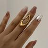 Stainless Steel Chunky Wide Rings for Women Vintage Gold Color Geometric Spiral Line Finger Ring Charms Waterproof Jewelry