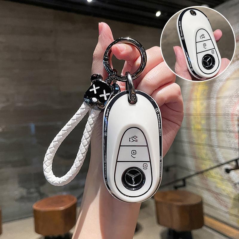 Keyring Car Key Case Cover for Mercedes Benz Maybach S580 A-B-C-M-CLA-CLS-E-G-GLB-GLE-R-SL Class AMG EQC GLA W213 GLC200 GT43 bdo2