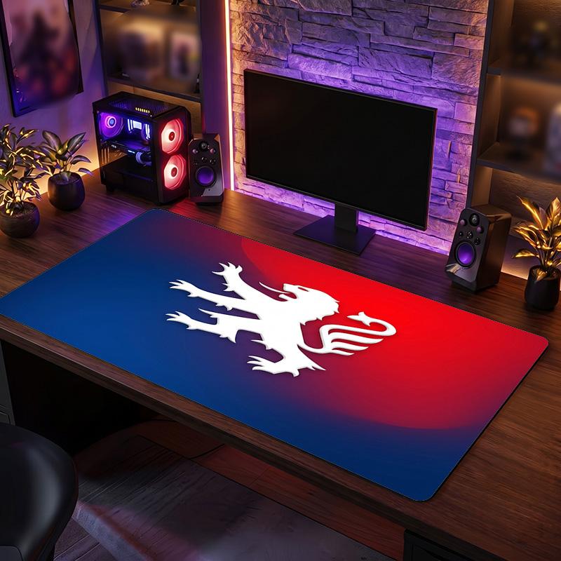 Lyon FC Theme Pattern Mouse Pad, Soccer Logo Design XXL Gaming Desk Mat Non-Slip Computer Mouse Pad