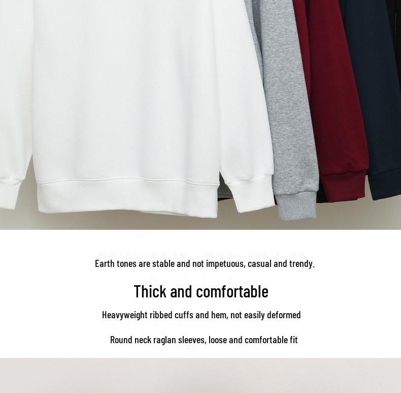 320g Heavyweight Men's Drop Shoulder Cotton Hoodie - Thick Long Sleeve Base Layer for Autumn/Winter