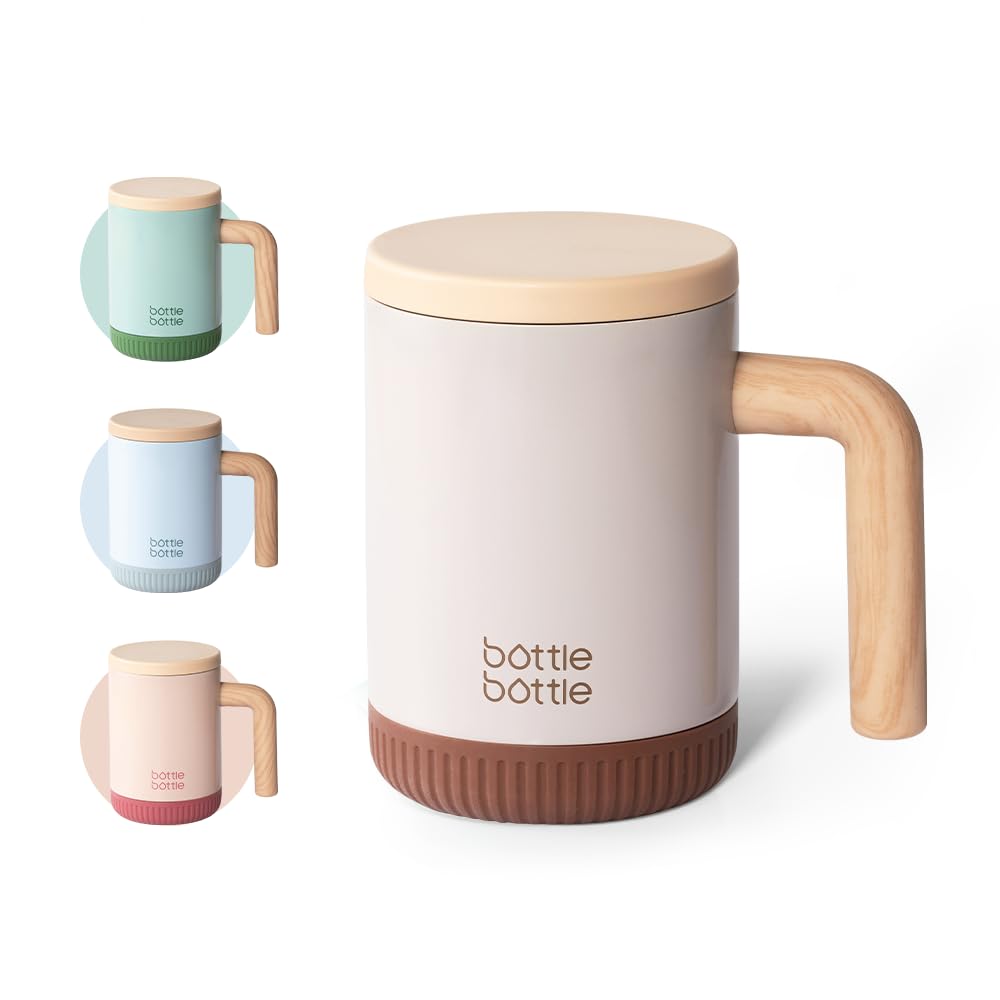 

BOTTLE BOTTLE Stylish Tumbler with Stainless Vacuum Keeps Hot or Perfect for Direct Suitable for and Brown Mug, 0.4L, Lid, Spill-Proof, Handle,