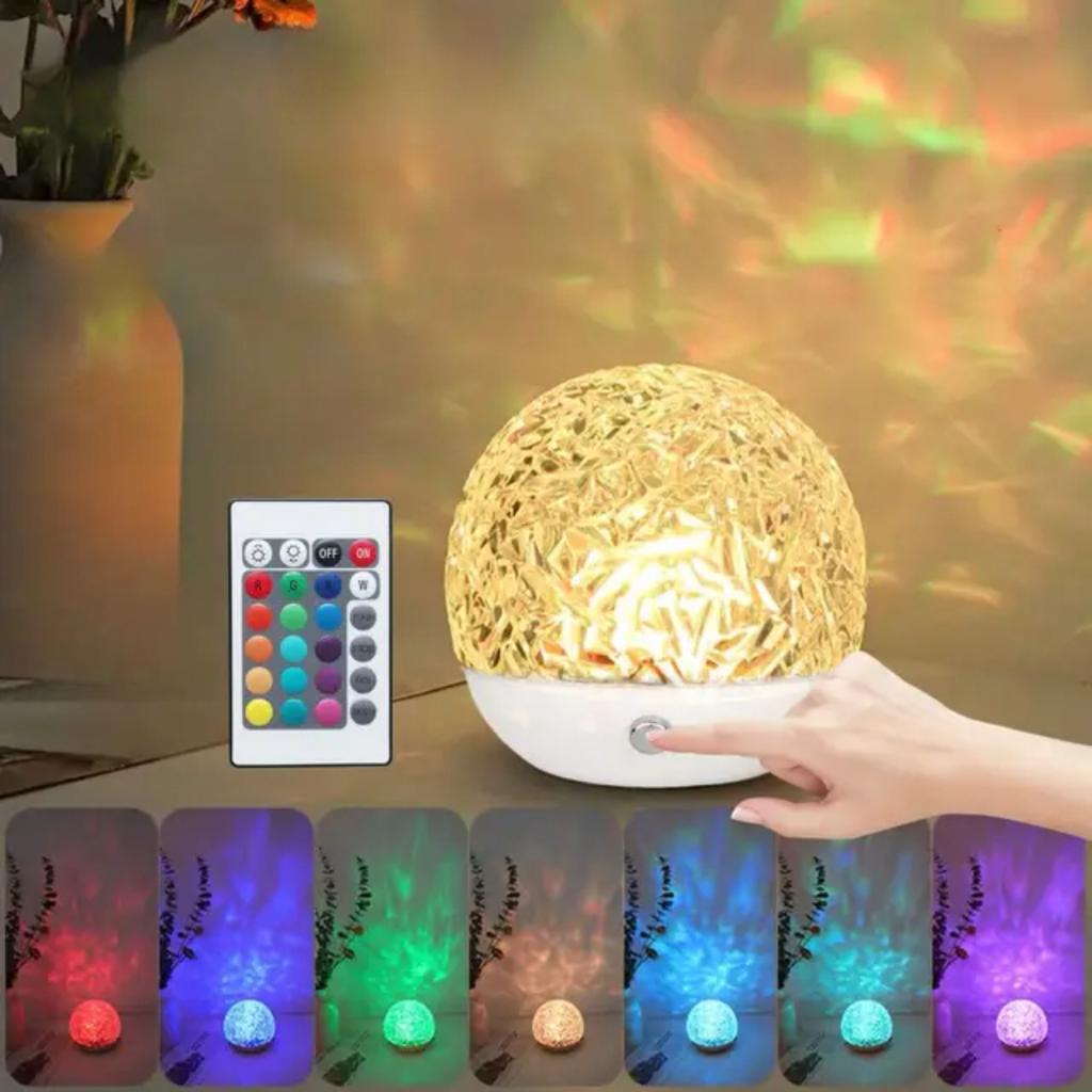 New Transform Your Space with Affordable Luxury - Dynamic RGB Crystal LED Aesthetic Water Ripple Lamp for Bedroom Atmosphere. Cr