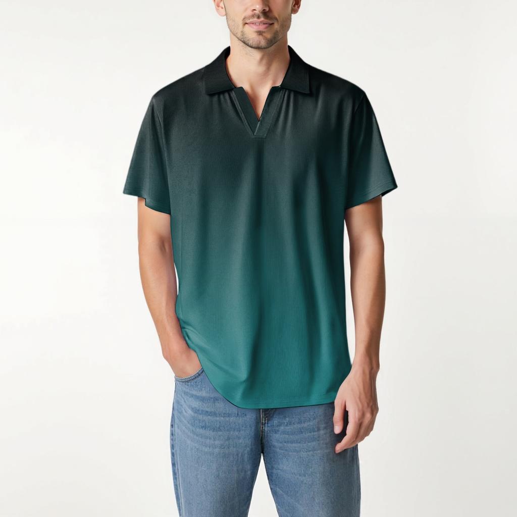 Men's Fashion Printed V-Neck Short Sleeve Top Golf T-Shirt