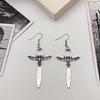 Punk Eardrop Bat Swords Pendant Earrings Gothic Bat Earrings Halloween Gift