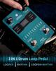 FLAMMA FS21 Drum Machine Looper Pedal 160 Minutes Recording Capacity 100 Drums with Groove Support Software Editing External Footswitch Control Green