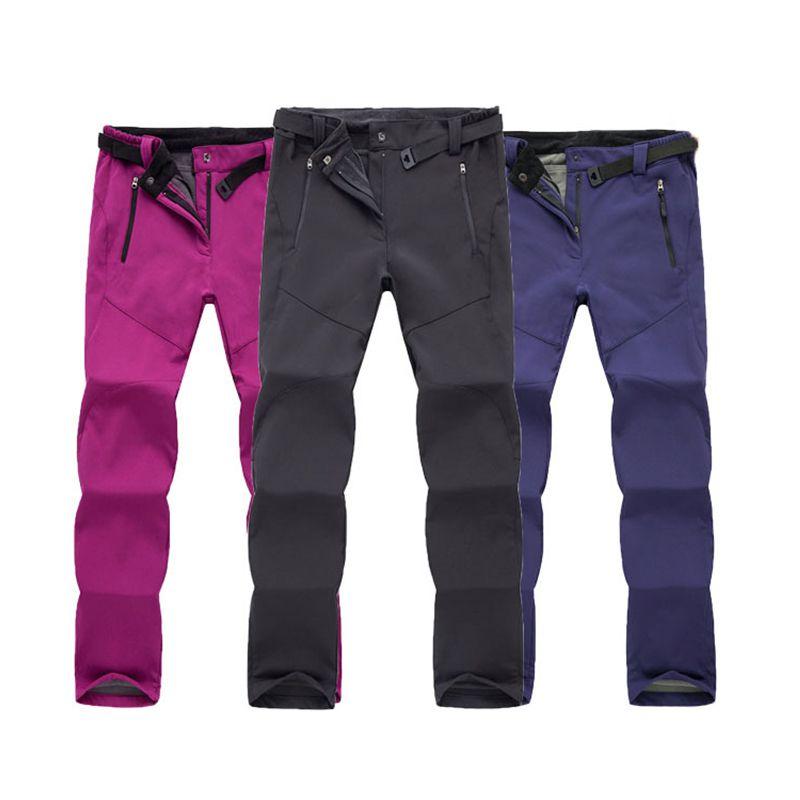Ski Outdoor Hiking Pants Women Warm Fleece Padded Windproof Waterproof Trousers