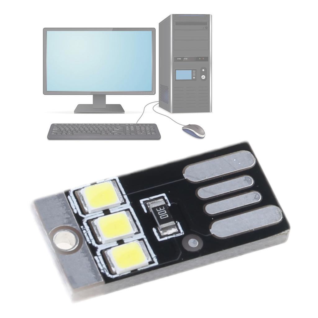 5Pcs Mini Pocket Card USB Power LED Keychain Night Light 0.2W USB LED Bulb Book Light for Laptop PC Powerbank