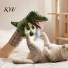 Multi Sensory Cat Stimulation Toy Wrestling Glove with Arm Sleeve, Dinosaur Interactive Toy, Puppet Realistic Hand Bite Proof Protective 2 Feather