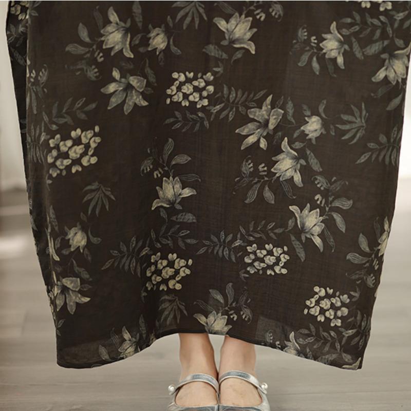 DIMANAF New 2026 Women Plus Size Spring Summer Beach Vintage Long Dress Floral Print Loose Oversize Maxi