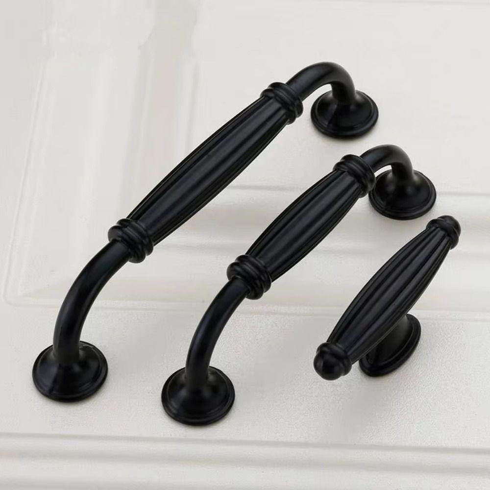 Aluminum Alloy Arched Cabinet Door Handles Minimalist Light Luxury Drawer Handle Black Retro Style Furniture Handles