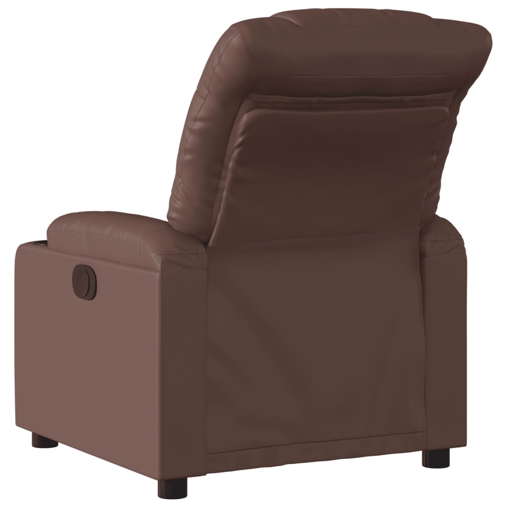 Electric Recliner Chair Brown Faux Leather
