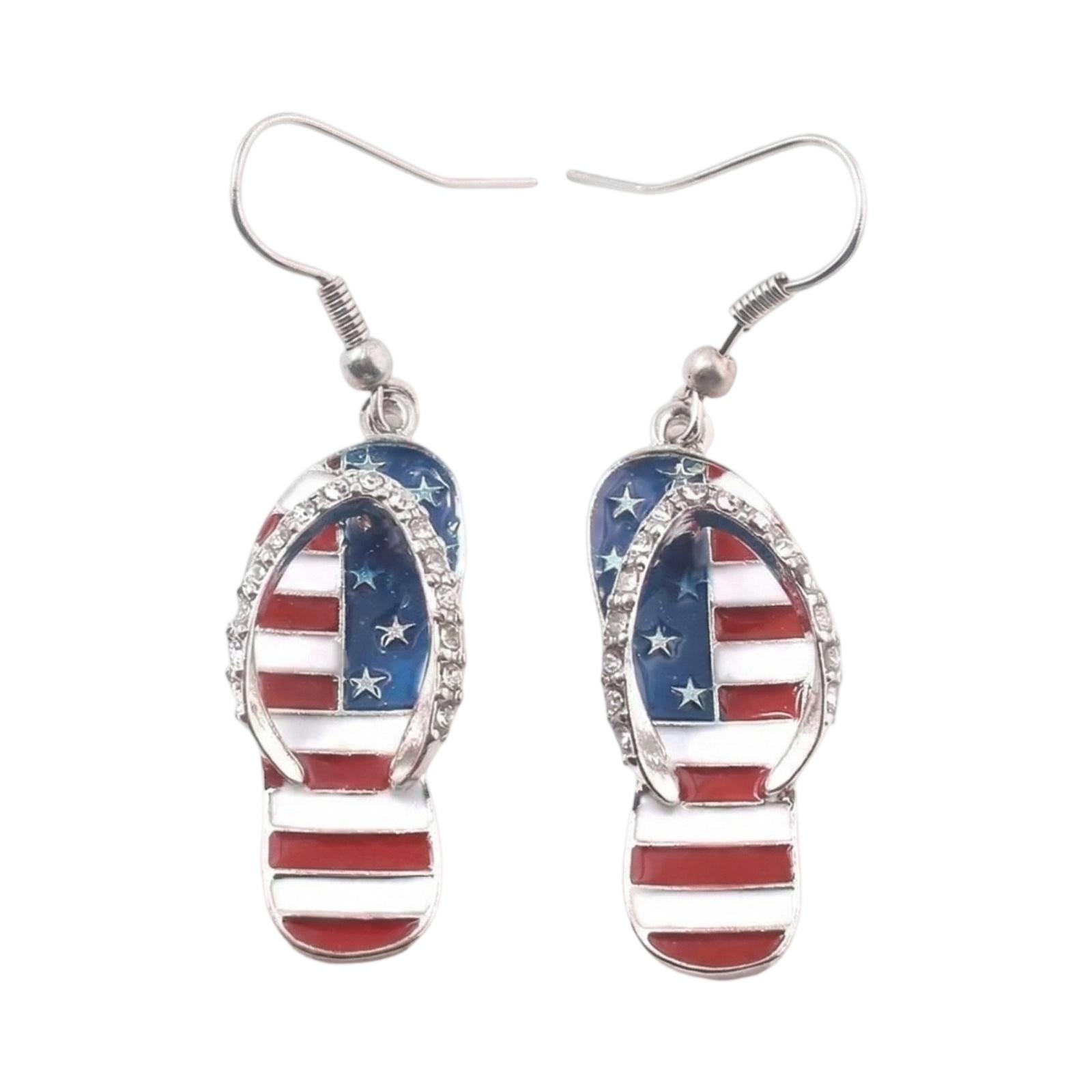 Fashion And Creative Independence Day Earrings One Size серебряный