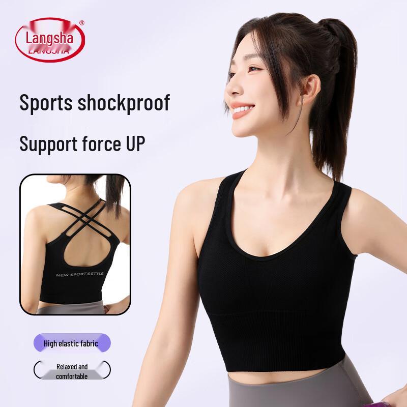 LangSha Women s 2025 Anti-Shock Yoga Sports Bra L