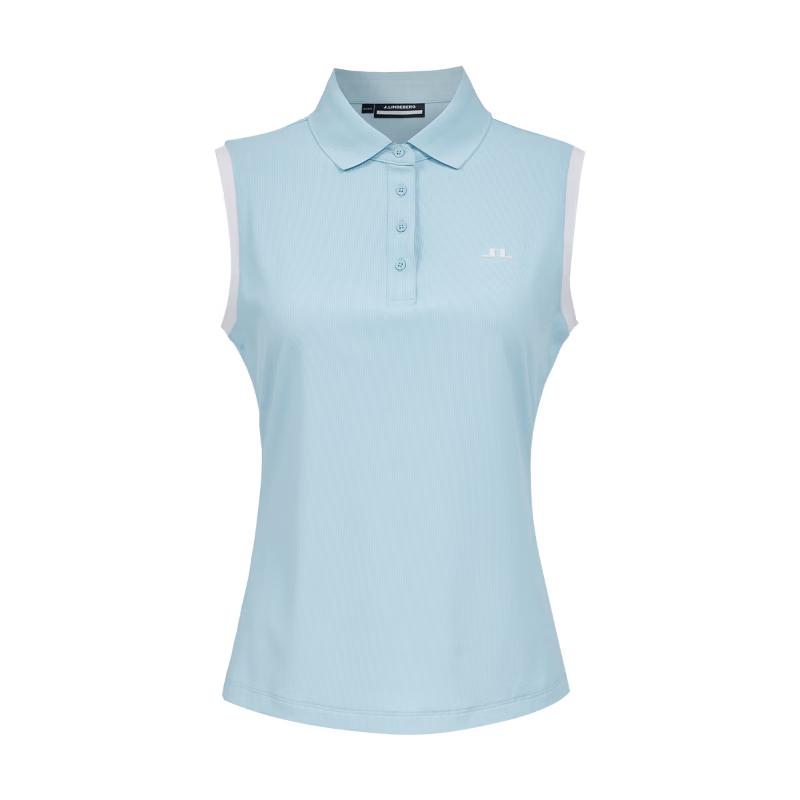 J.Lindeberg Women s Golf Cooling Slim-Fit Color-Block Sleeveless Polo Vest M