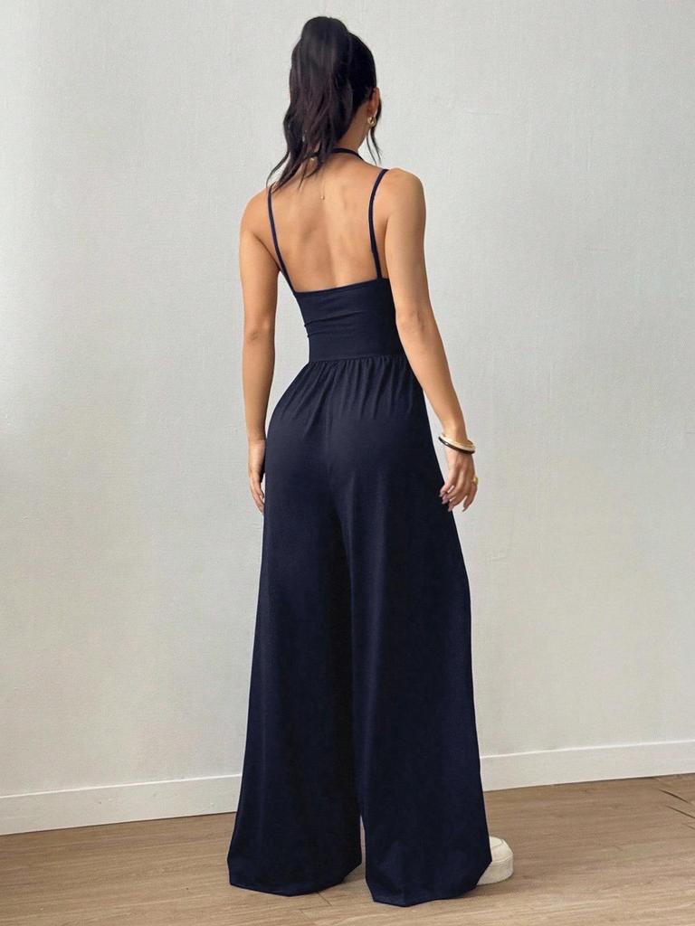 European & American Style Women's Casual Camisole Jumpsuit - Summer Wide Leg Loose Fit