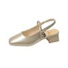 One Word with Square Head Thick Heel Bag Head Sandals Women's New Summer Wear Temperament Cool Slippers