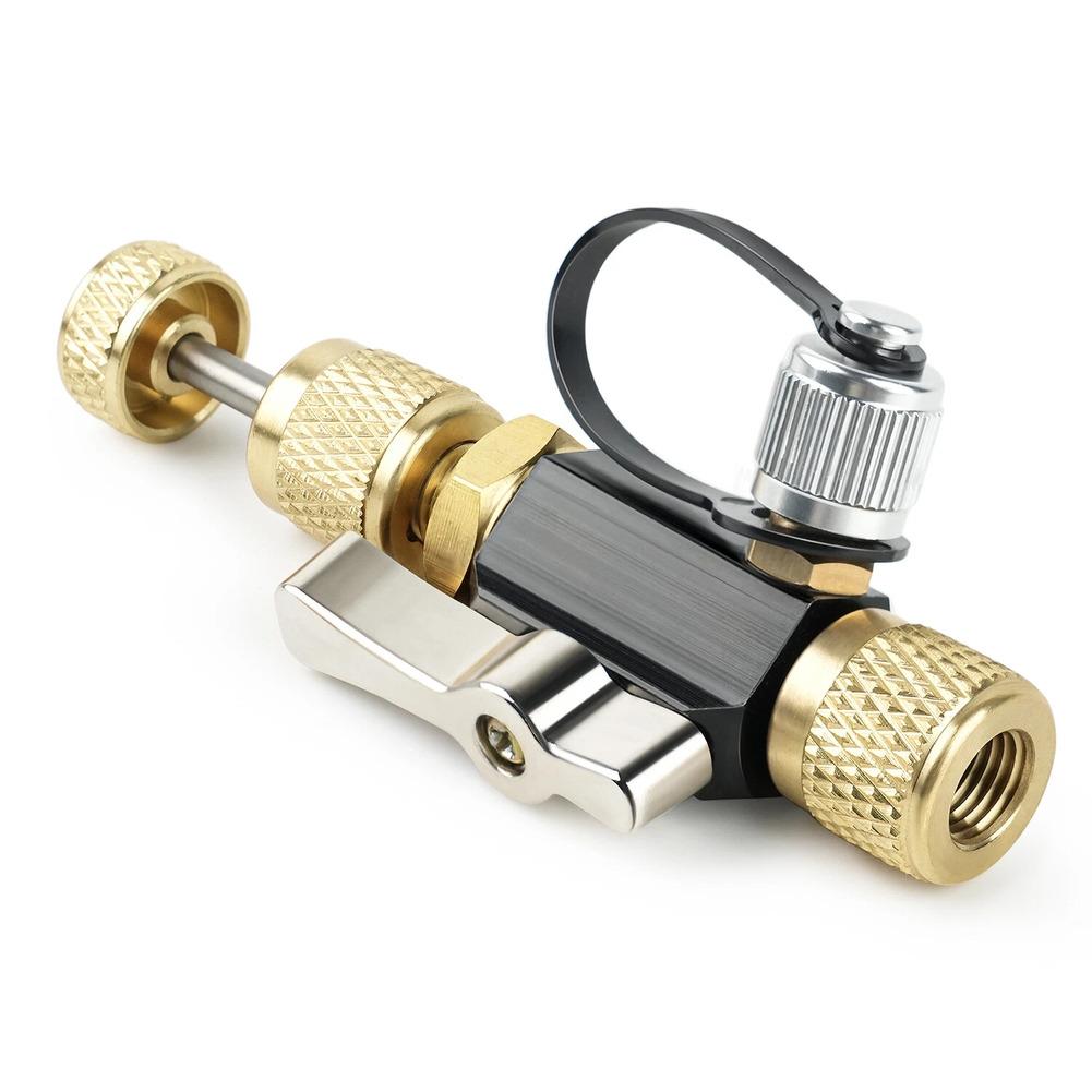 Valve Core Removal Tool Vacuum-Rated Valve Core Removal Tool Valve Core Disassembly R410A 5/16in Female Flare 1/4in Male Flare