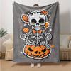 1pc Pumpkin Skeleton Themed Blanket Cute Design for Room Decor, Soft Perfect As Birthday Gift or