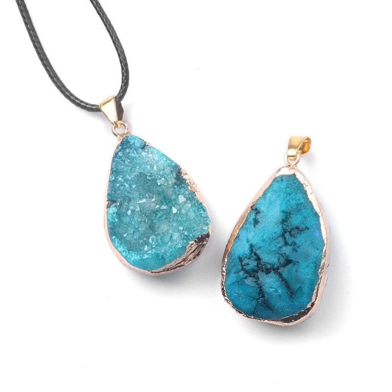Fashion Irregular Raw Stone Crystal Necklace Healing Natural Stone Pendant Druzy Necklace Jewelry