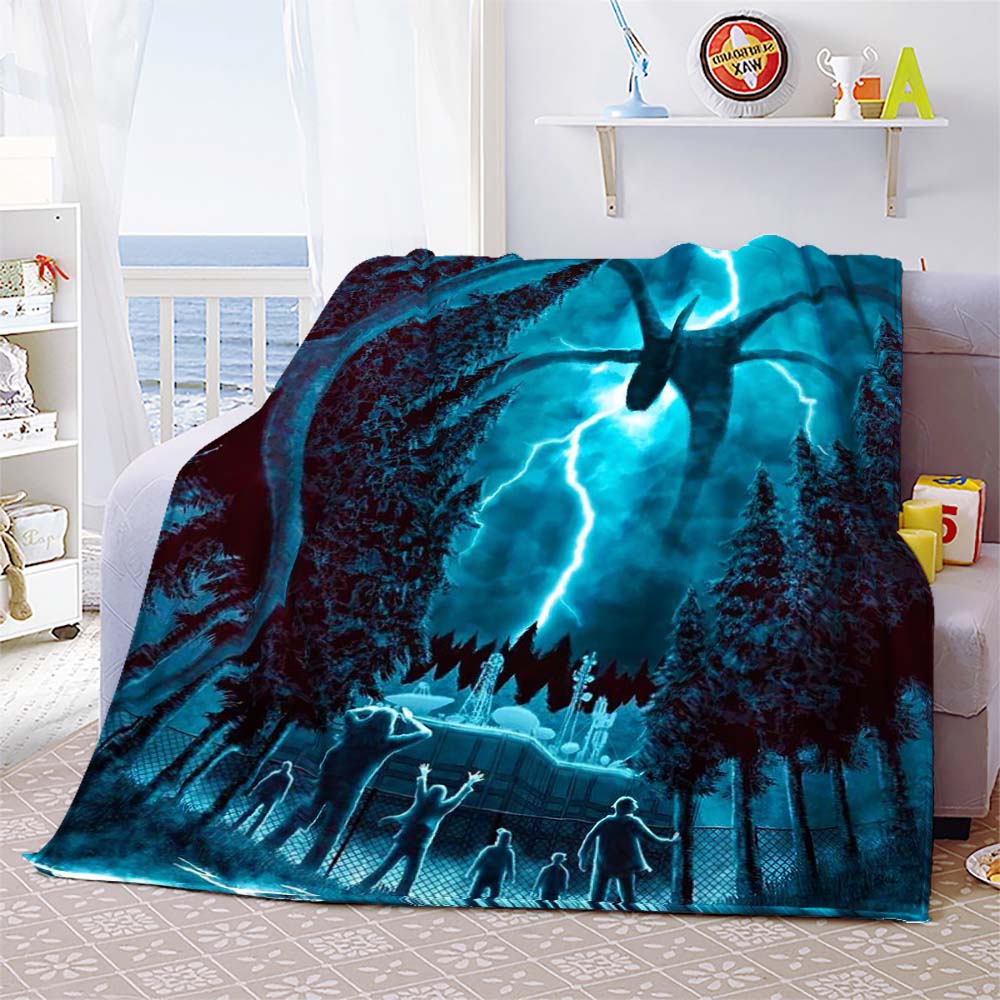 Vecna Stranger Things Mind Flayer Demogorgon Throw Blanket Cover Flannel Beds Sofa Bed Sheet Soft Bedding Room Decor Fans Gift