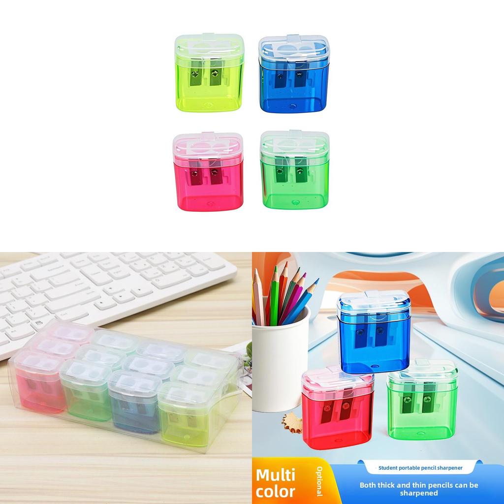 Dual Hole Pencil Sharpener With Geometric Design For Students And Office Use