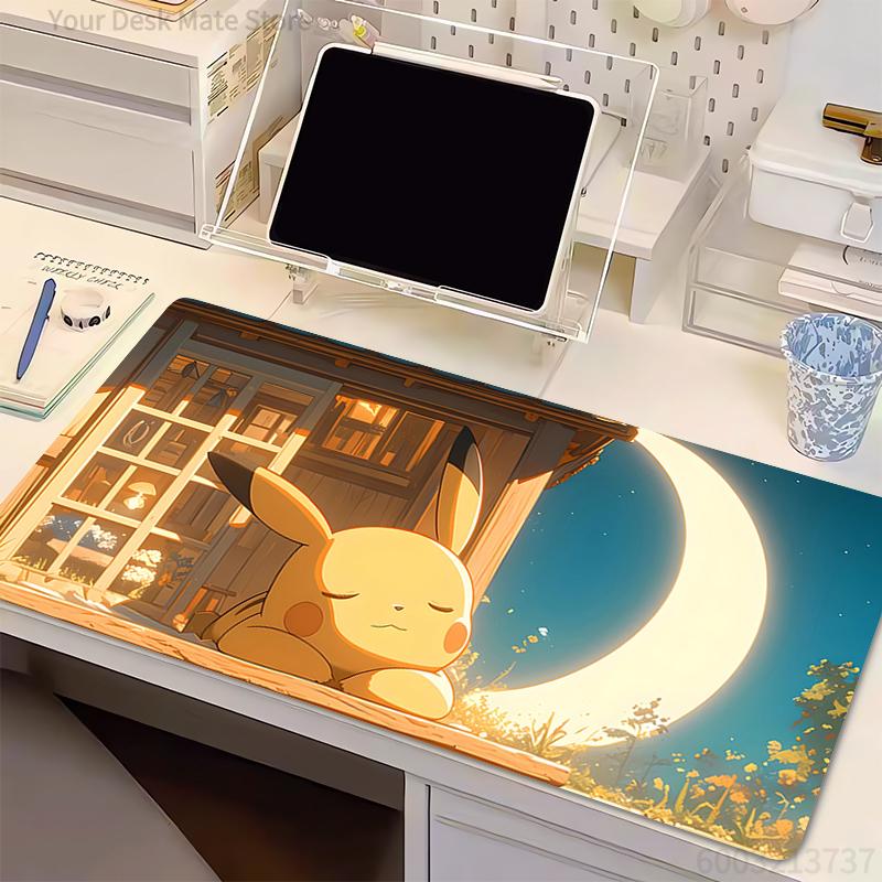 High-Quality Mouse Pad Large Gamer Gaming Accessories Speed Keyboard Rubber Lock Edge Desk Mat Office P-Pokemon Pikachu Mousepad