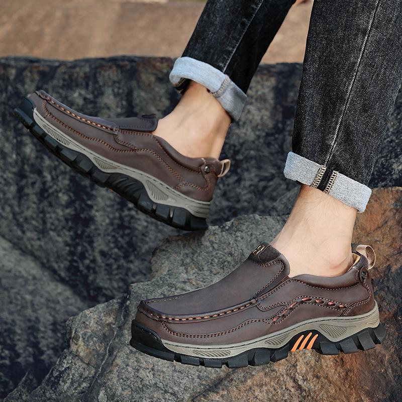 Классические мужские кожаные мокасины — фото 5