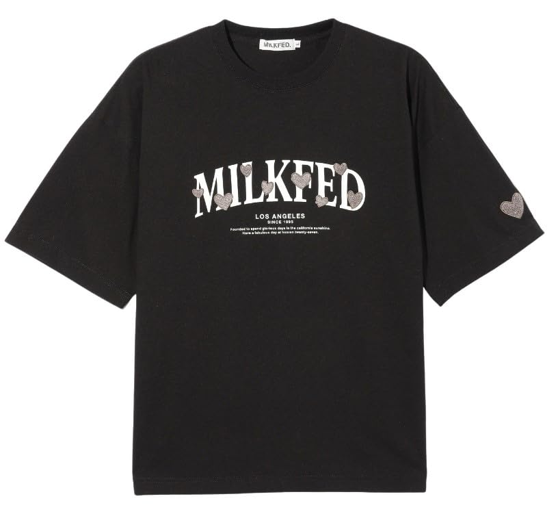 

Повседневная ШИРОКАЯ ФУТБОЛКА С ВЫШИТЫМ ЛОГОТИПОМ СЕРДЦА ЧЕРНАЯ [Milkfed] S/S женская