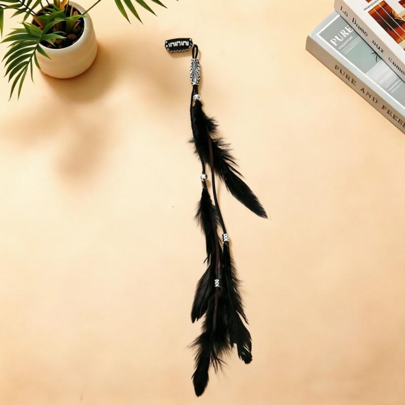 1/3Pcs Hair Accessories Vintage Bohemian Tassel Hair Clips With Faux Feather Design For Parties Balls And Beach-Style Outfits