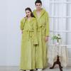 Matching Couple Hooded Flannel Bathrobes - Thick, Long Coral Fleece for Autumn/Winter
