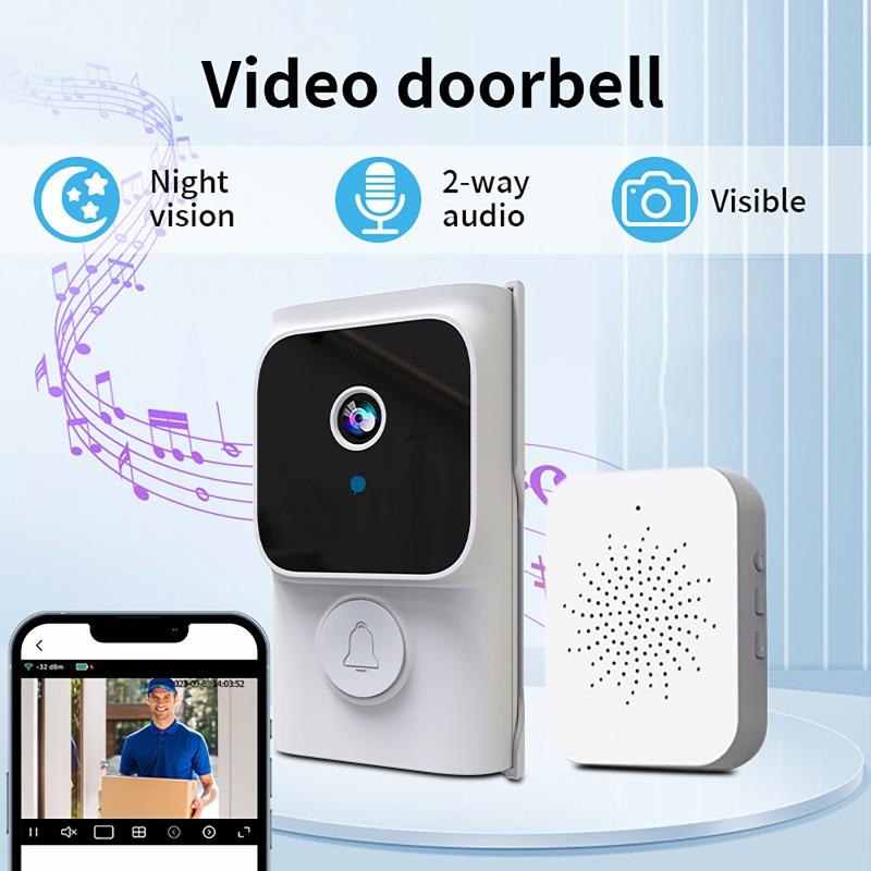 Tuya Wireless Smart Video Doorbell APP Remote Control Two-Way Intercom High-Definition Night Vision Infrared Home Security Bell