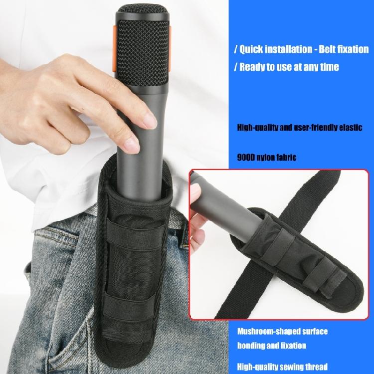 900D Nylon Mic Storage Pouch Microphone Organiser Bag with Broad Nonslip Bands and Shockproof Structure Black