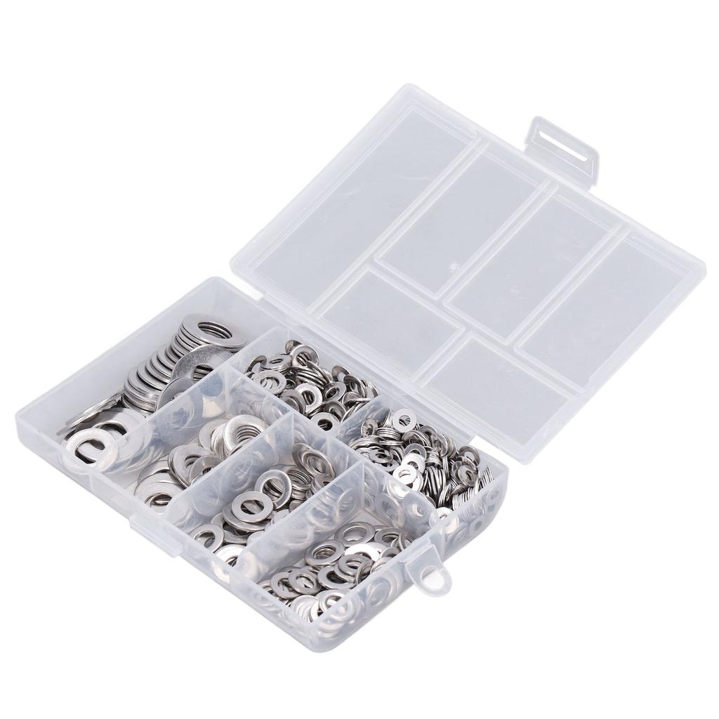 660ks Plochá podložka 304 Nerezová ocel M3 M4 M5 M6 M8 M10 Sada příslušenství pro sortiment