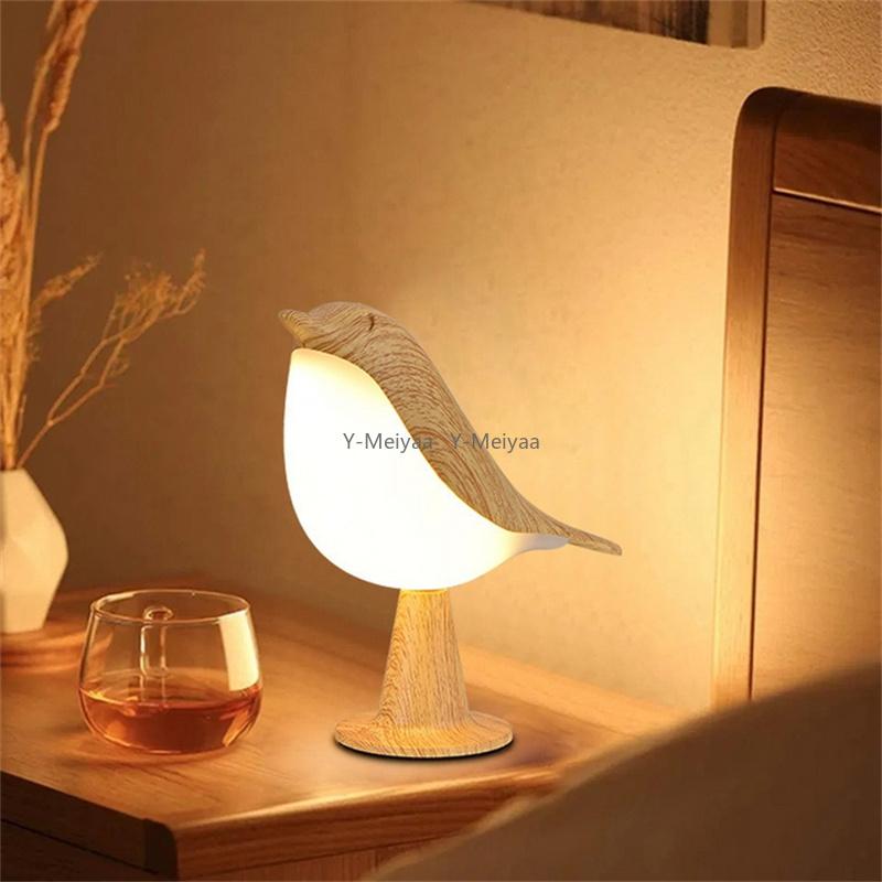 USB Rechargable 1PC 3 Color Temperature Small Desk Lamp Bird Lamp Bedside Lamps Touch Sensor Cordless Lamp Kids Night Light