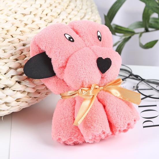 Hair Drying Towel Fluffy Reusable Puppy Shape Lovely Cartoon Coral Fleece Towel Wedding