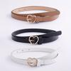 Women'S Golden Heart Buckle Slim Belt Simple and Fashionable Pants Belt with Jeans Dress Suitable for Daily Commuting