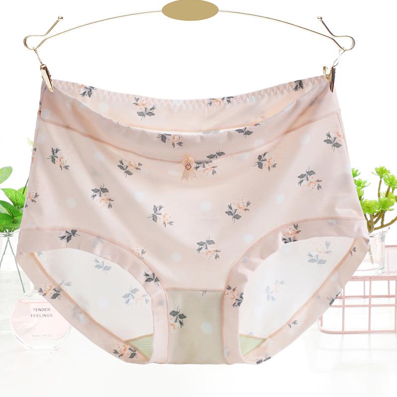 Shuya Ru 8939 Women s High-Waisted Ice Silk Cartoon Print Panties - Seamless, Breathable, Cute Japanese-Style Briefs One Size