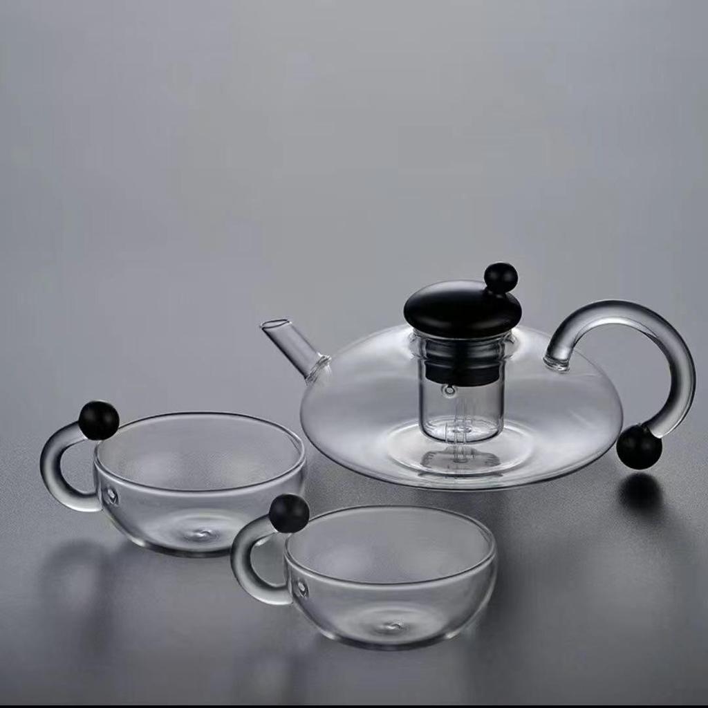Sage Afternoon Tea Set: Heat-Resistant Glass Teapot with Fruit Tea and Emma's T0 Electric Ceramic Stove