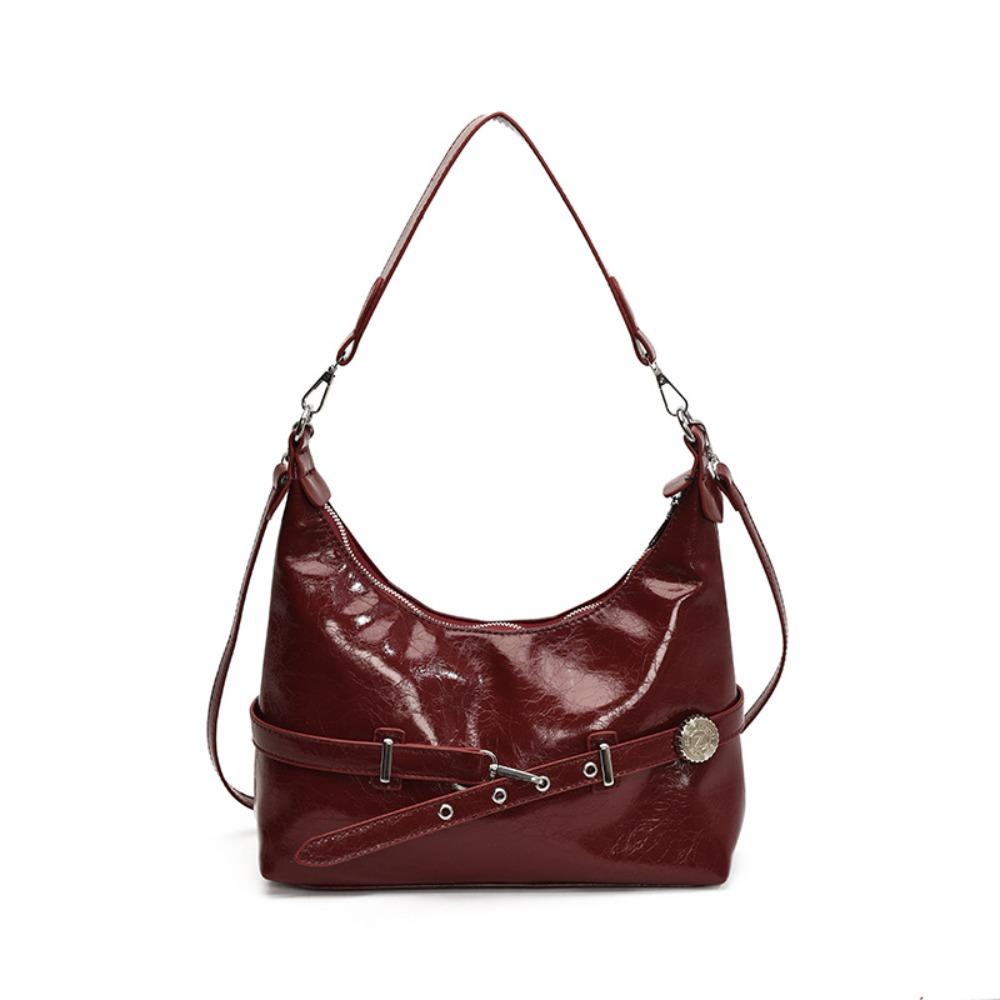 

Сумка на плечо с французской пряжкой, однотонная женская сумка под мышку, модная кожаная сумка под мышкой, на каждый день красный